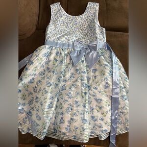 Jona Michelle Blue White Floral Dress with Satin Bow Kids Size 6